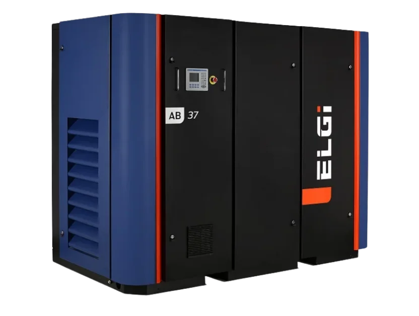 Compressor de ar parafuso isento de óleo ELGi Série AB, Classe Zero, para processos sensíveis e compliance.